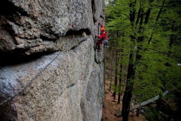 Techno Klettern aid climbing Mönch Mühlviertel